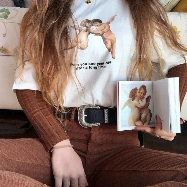 

Когда вы видите, что ваш Bff после долгого времени, топ с буквенным принтом женский Tumblr модная симпатичная футболка Летняя Повседневная футбо...