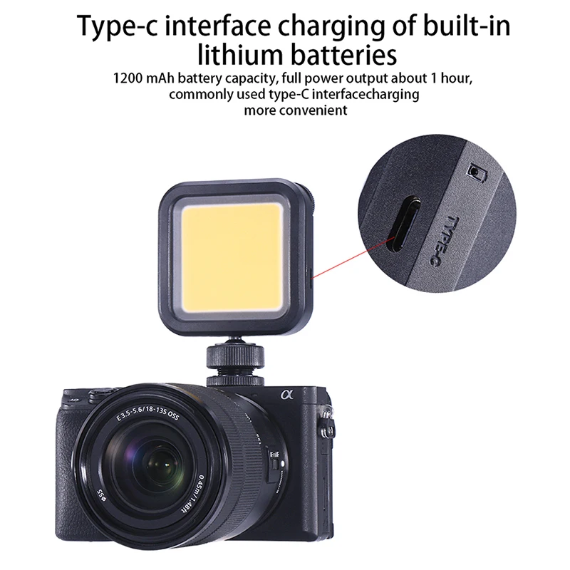Dimmable Mini 5500K COB светодиодный видео свет Vlog лампа с двойным адаптером холодного