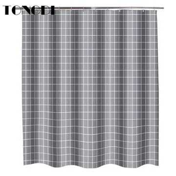 Водонепроницаемая шторка для душа TONGDI Элегантный квадратный клетчатый узор