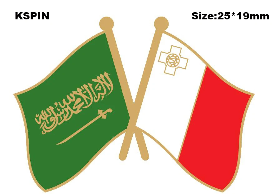 

Saudi Arabia & Malta Friendship Flag Lapel Pin Friendship Flag Badge Flag pin