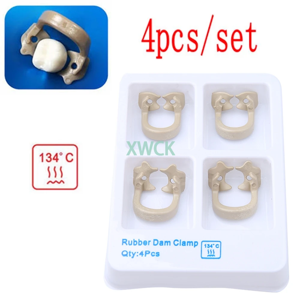 Materiale della resina della Clip della barriera di gomma dei morsetti di gomma dentali di 4 pz/set per gli strumenti del dentista del laboratorio odontotecnico