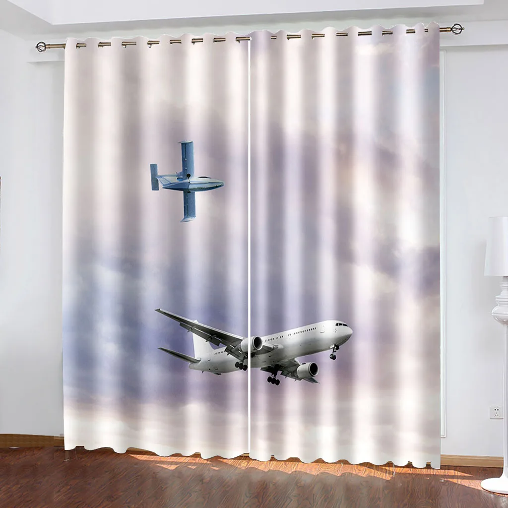 

Blackout Curtains Blue Sky Airplane Window Curtains Thermal Insulated Room Darkening Curtains for Bedroom Living Room(2 Panels)