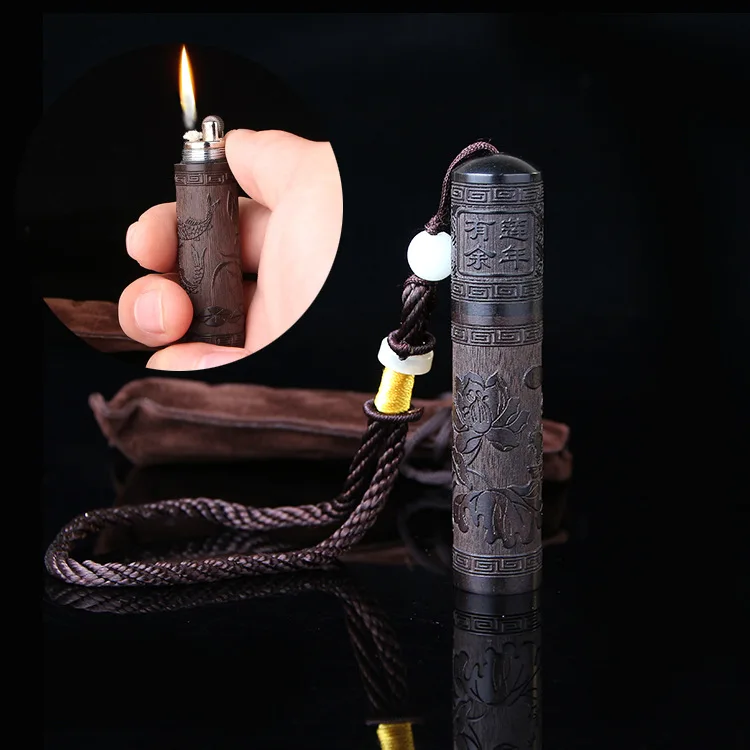 Керосиновая Зажигалка в китайском стиле с резьбой по дереву винтажная