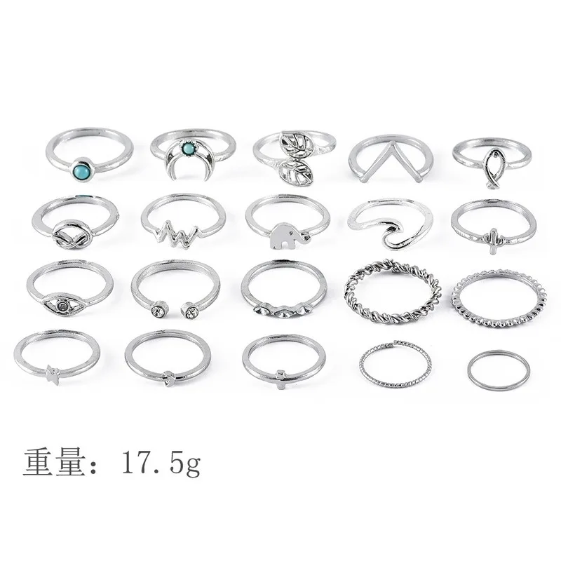 

Bohemian Style Women's Eye Moon Knotted Combination 2020 New 20-Piece Combination Ring