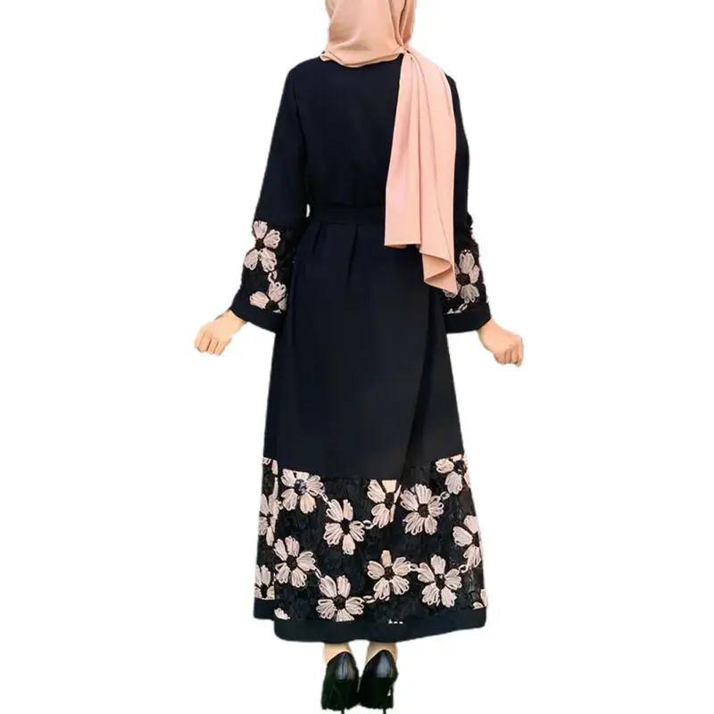 Мусульманская Мода абайя пэчворк халат Кардиган Женская рубашка с длинным