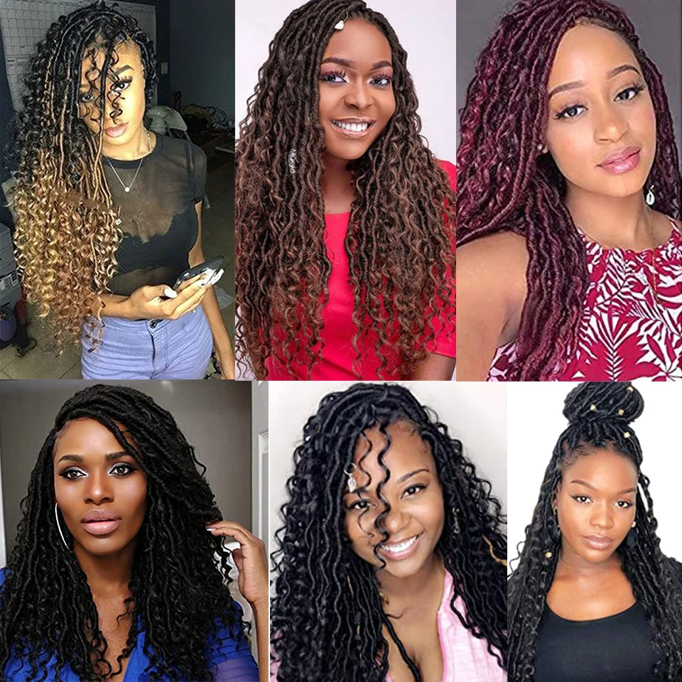 14 18 дюймов River Locs Goddess Вязание крючком Волосы Синтетические локоны Naturel Ombre