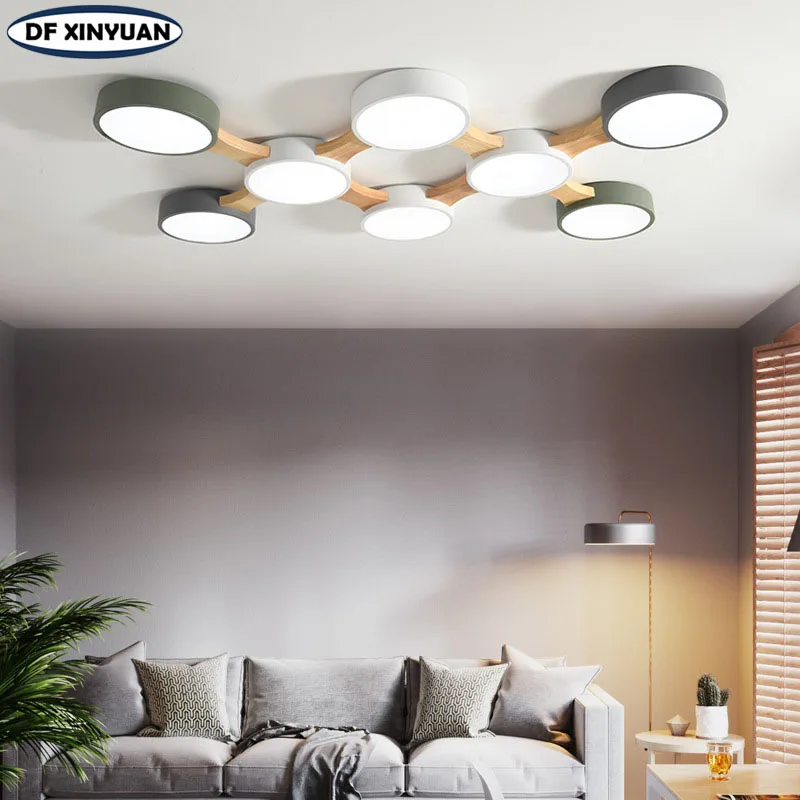 nordic minimalist led ceiling lamp solid wood decorative ceiling chandelier bedroom living room hotel villa decorative lighting free global shipping
