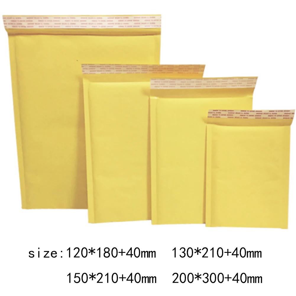 

10 Pack Self Seal Anti-pressure Yellow Bubble Mailing Padded Moistureproof Packaging Kraft Paper Envelopes Bag