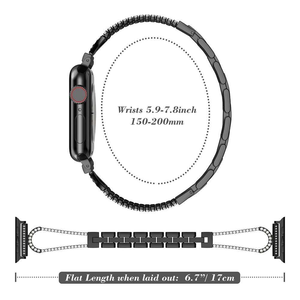 Шикарный Браслет со стразами для Apple Watch для женщин 38 мм 42 мм 40 мм 44 мм ремешок из нержавеющей стали металлический браслет для iWatch серии 4 3 2 1