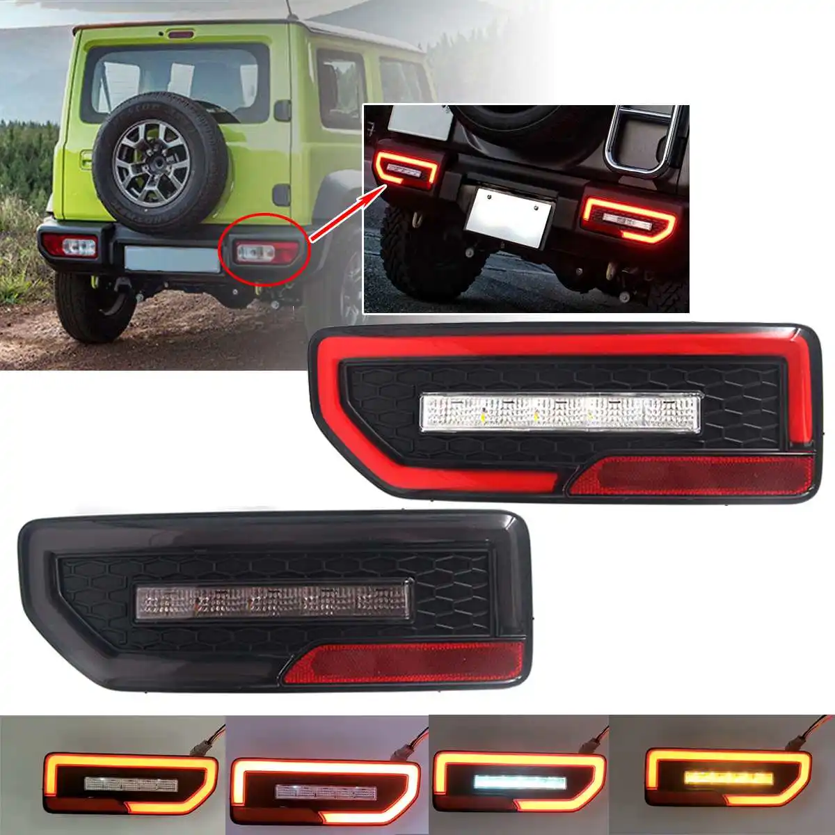 

2pcs Dynamic LED Reflector Tail Lamp Taillight Rear Lamp Brake Light Flowing Turn Signal Light For Suzuki JIMNY JB64/JB74 19-20