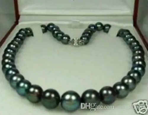 

Charming!9-10MM Black Natural Pearl Necklace 18"