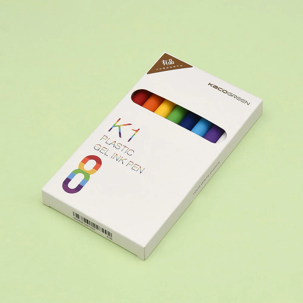 8pcs Новейшая 8 шт./кор. Xiaomi Mijia Youpin Kaco K1 гелевая ручка с черной 0,5 нейтральной ручкой красочные цвета черный Заправка гладкая запись - Цвет: 8pcs