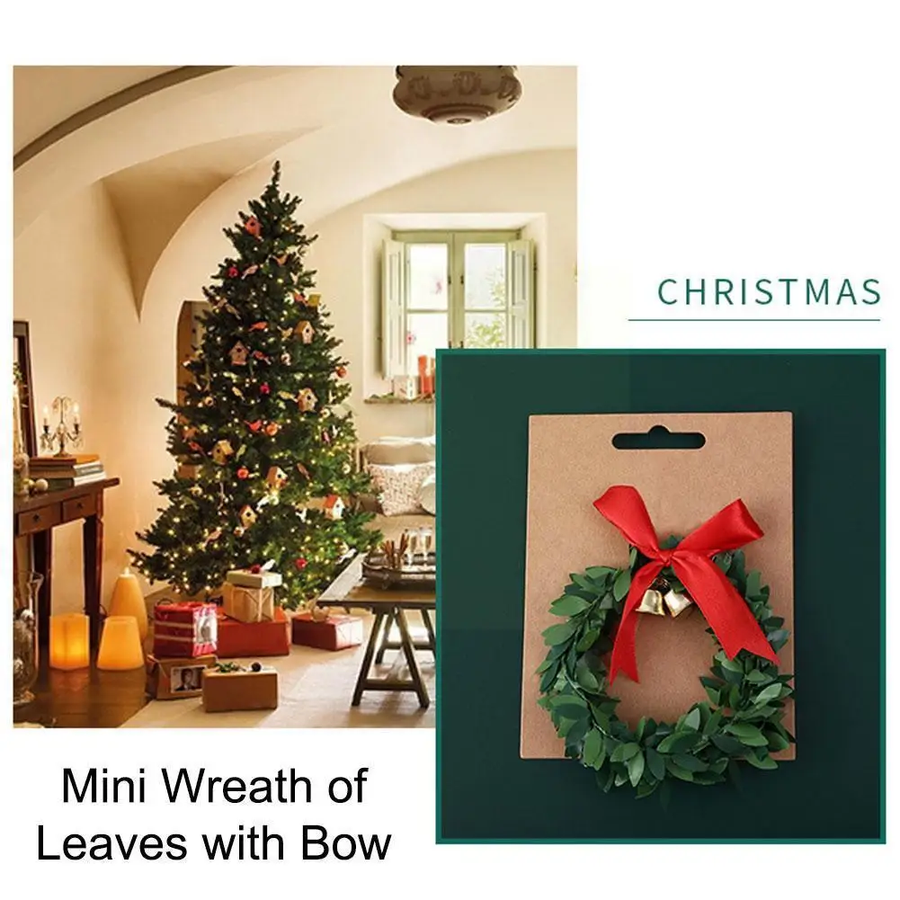 

6pcs 2022 New Style Bow Leaf Wreath, Bells, Christmas Christmas Christmas Gift Accessories, Tree Wreath Decoration, A8x3