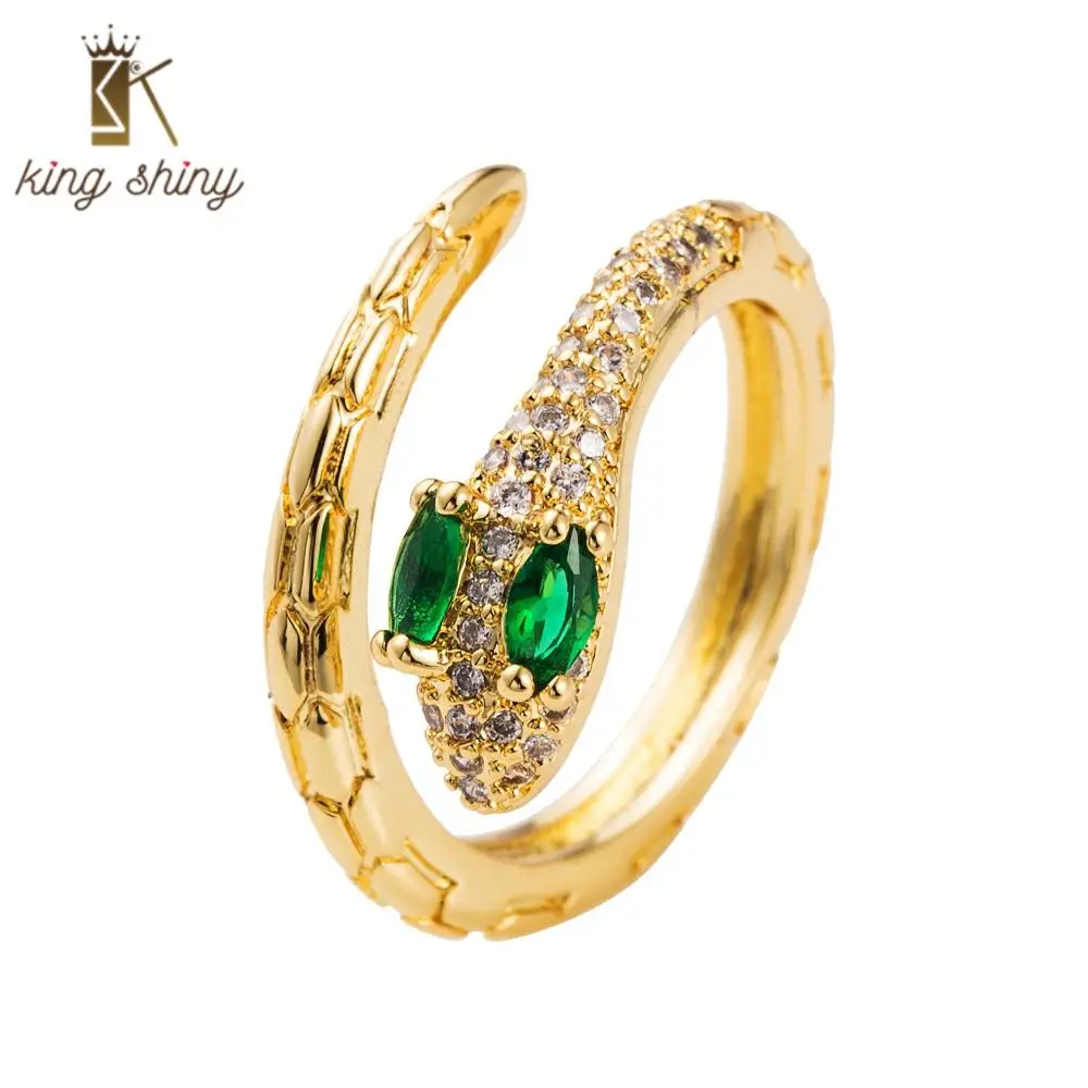 

Fashion Snake Copper Finger Ring for Woman Gold Color Micro Cubic Zirconia Padded Vintage Animal Punk Rock Finger Ring for Woman