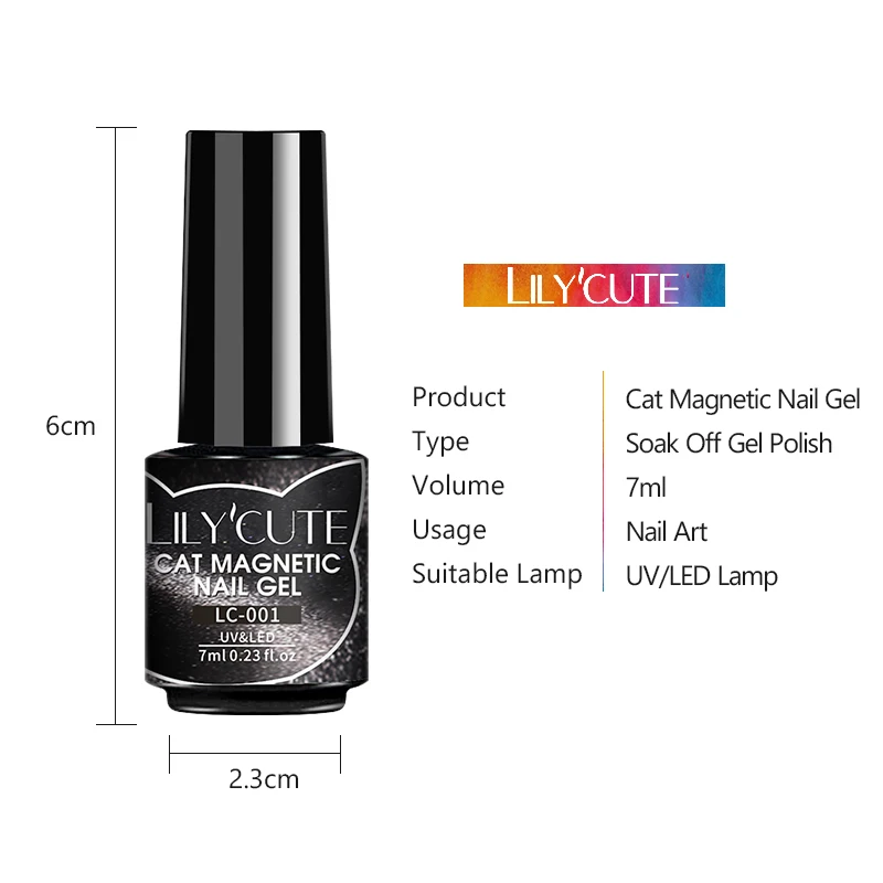 LILYCUTE 7ML 9D Cat Magnetic Gel Polish Set Semi Permanent Soak Off UV LED Glitter Nails Magnet Stick Black Gel Needed images - 6