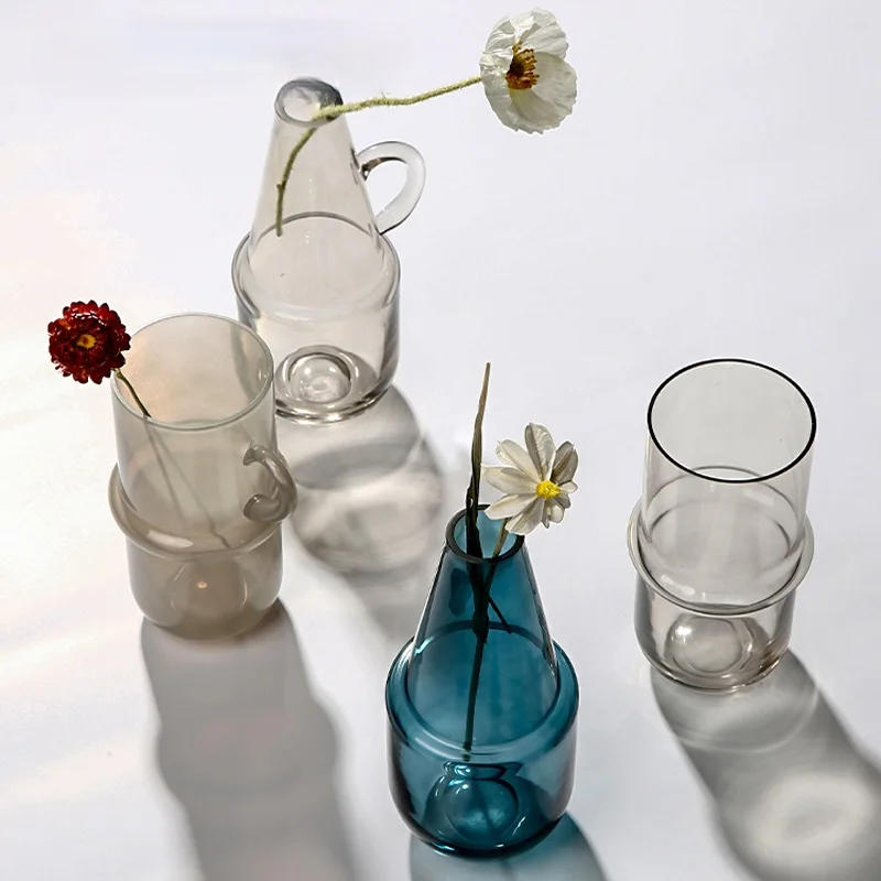 

Geometric Glass Vase Home Decor Home Flower Pots Decorative Living Room Decoration Modern Tabletop Desk Vase Terrarium Decor