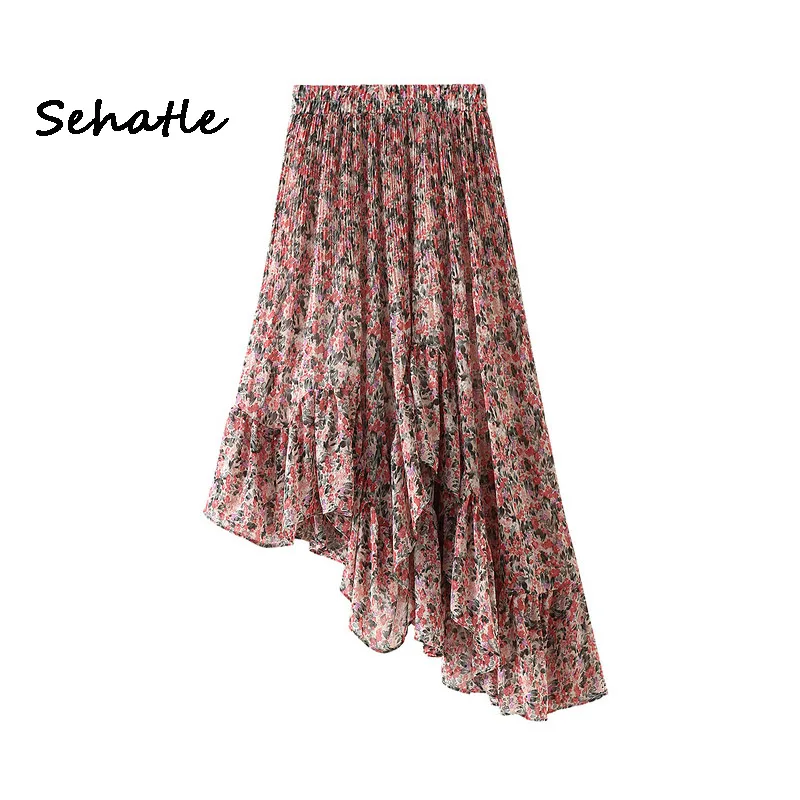 Sehatle 2020 юбка летняя женская Нерегулярная цвет Шифон юбки с цветочным узором