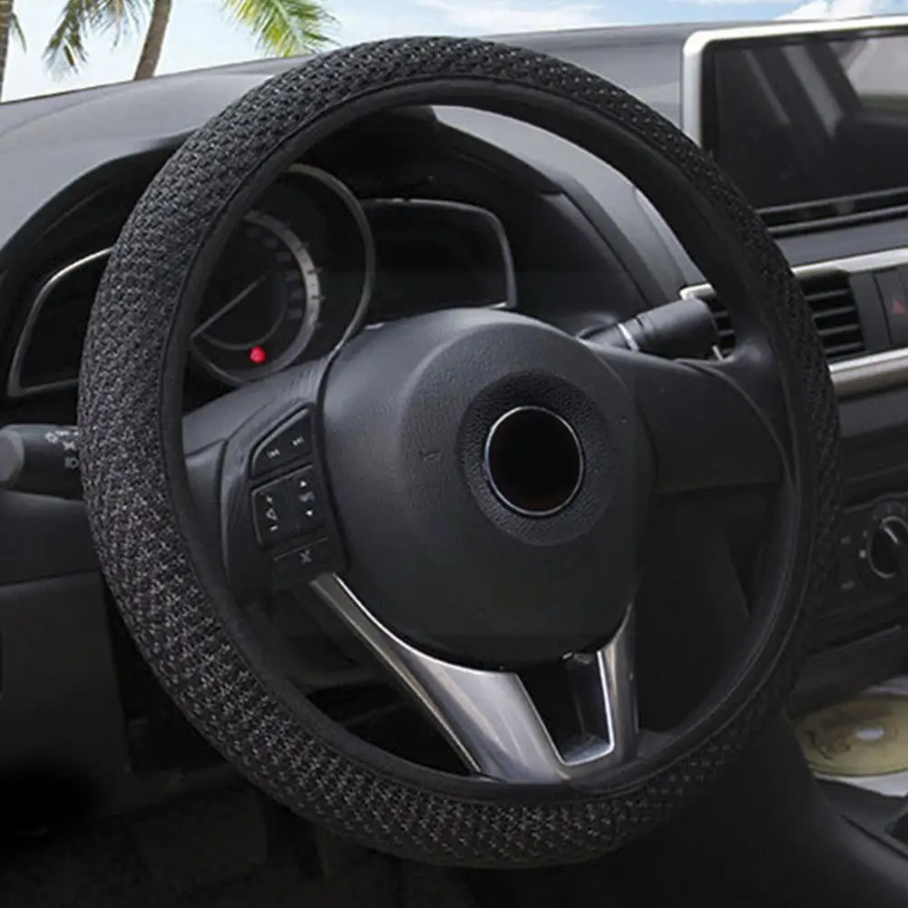 

Soft Steering Wheel Cover Auto Anti-slip Safety Automotive With Summer Elastic Parts 38cm Decoration Car Interior Cover Bra E2a1