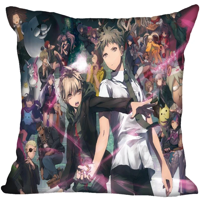Аниме Danganronpa наволочка атласная ткань квадратная Подушка на молнии чехлы для