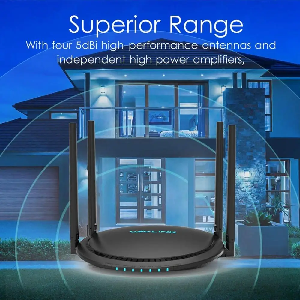 Wi-Fi роутер Wavlink AC1200 гигабитный усилитель 5 ГГц 2 4 ретранслятор 1200 Мбит/с 4x 5dbi Touchlink