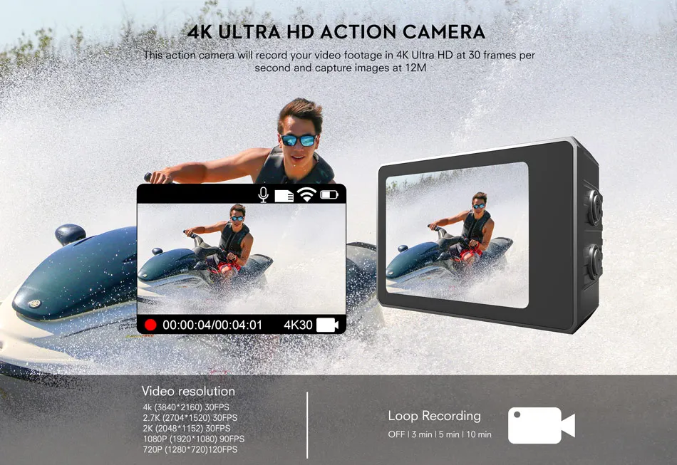 SOOCOO F500 4K экшн и спортивные Камера 4 K/30fps видео 16MP с пультом дистанционного управления Управление HiSilicon чипом серии 2 дюймов Сенсорный экран