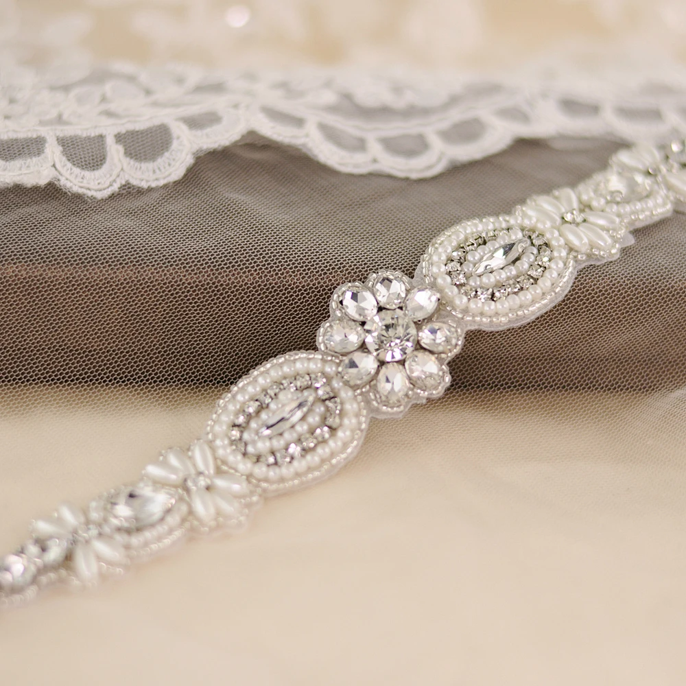 ZMS43 Стразы ремень Свадебный вечернее платье Блестящий для вечернего