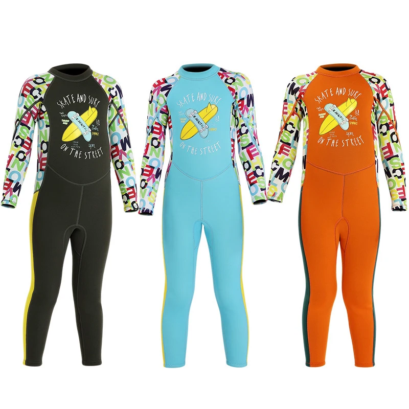 

2MM Neoprene Wetsuit Boys Girls Kids diving suit thick Cold-proof Sun-proof one-piece set children Surfing snorkeling swimwear