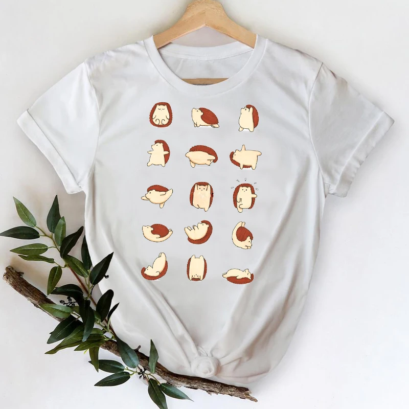 

T-shirts for Women 2021 Cat Face Funny Cartoon Girl Printing 90s Spring Summer Top Lady Print Graphic Tshirt Female Tee T-Shirt