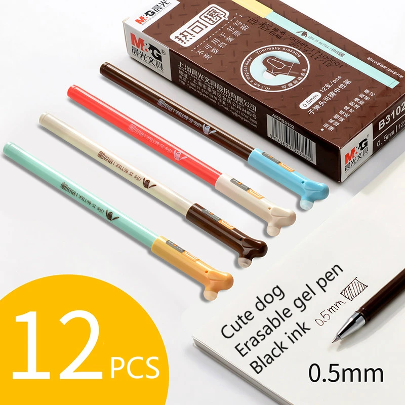B3102-12 black 0.5mm M& G стираемая гелевая ручка 0,38/0,5 мм волшебные цвета многоразовая ручка Кристальный синий/черный/синий канцелярские принадлежности для офиса и школы - Цвет: B3102-12 black 0.5mm