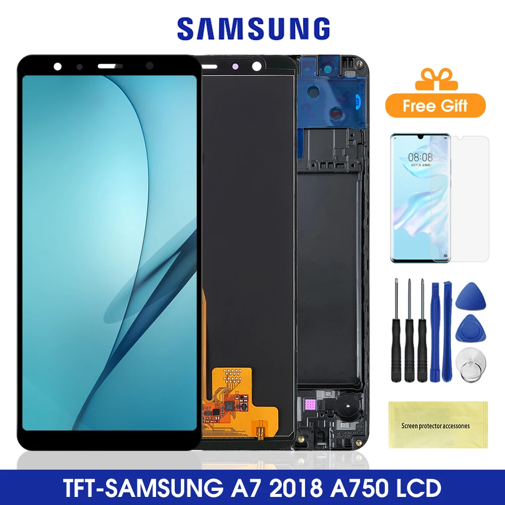 ЖК дисплей A750 для Samsung Galaxy A7 2018 сенсорный экран дигитайзер запасные части A750F