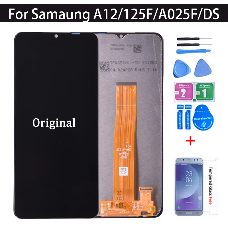 

6,5 Оригинальный ЖК-дисплей для Samsung Galaxy A12 A125 ЖК-дисплей с рамкой сенсорный экран дигитайзер ЖК-экран для Samsung SM-A125F A125F/DS дисплей