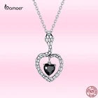 Bamoer креативное ожерелье с медальоном в виде змеи для женщин из стерлингового серебра 925 пробы роскошный черный циркон кулон ожерелье Модные украшения подарок