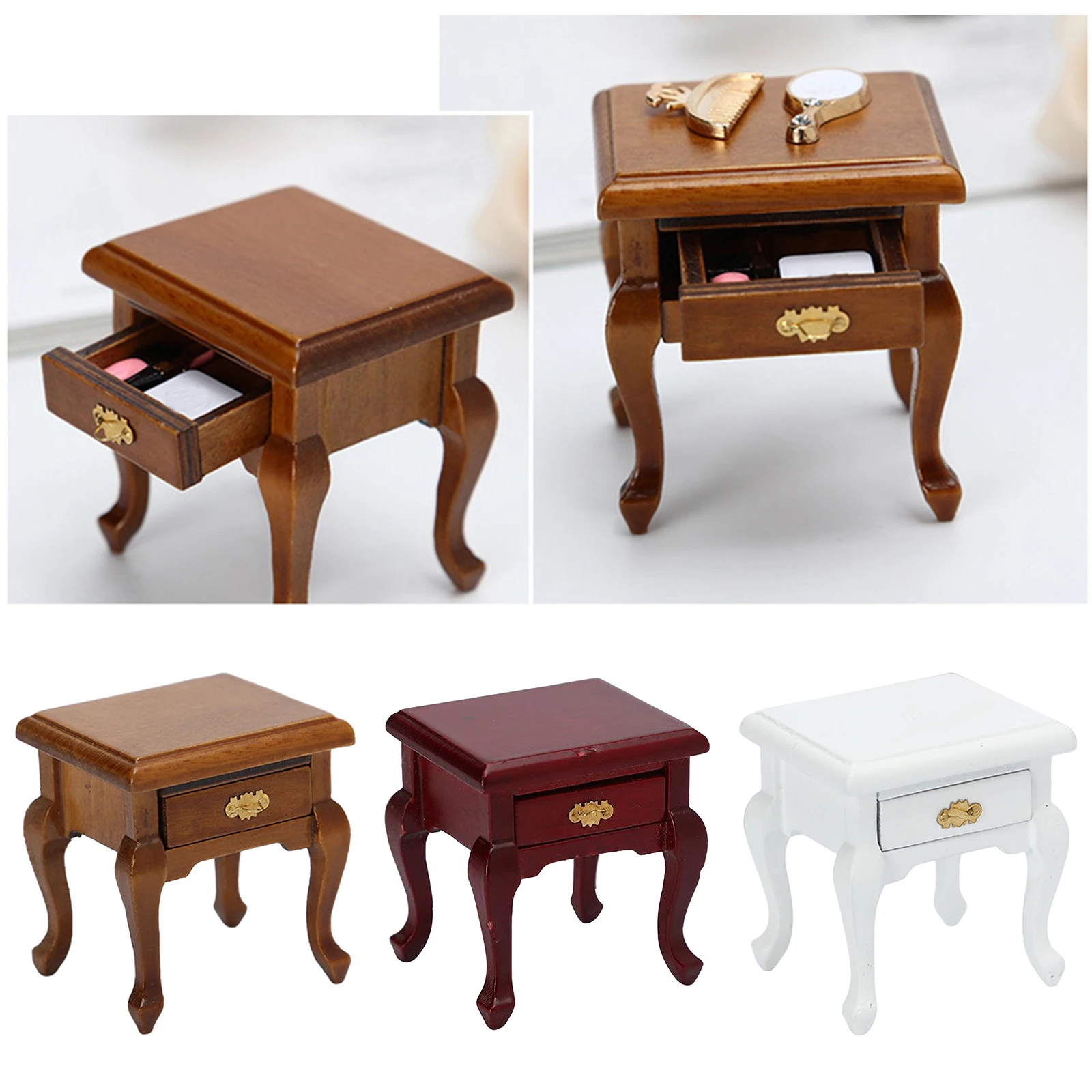 

Миниатюрная прикроватная тумбочка для кукольного домика для спальни, 1/12