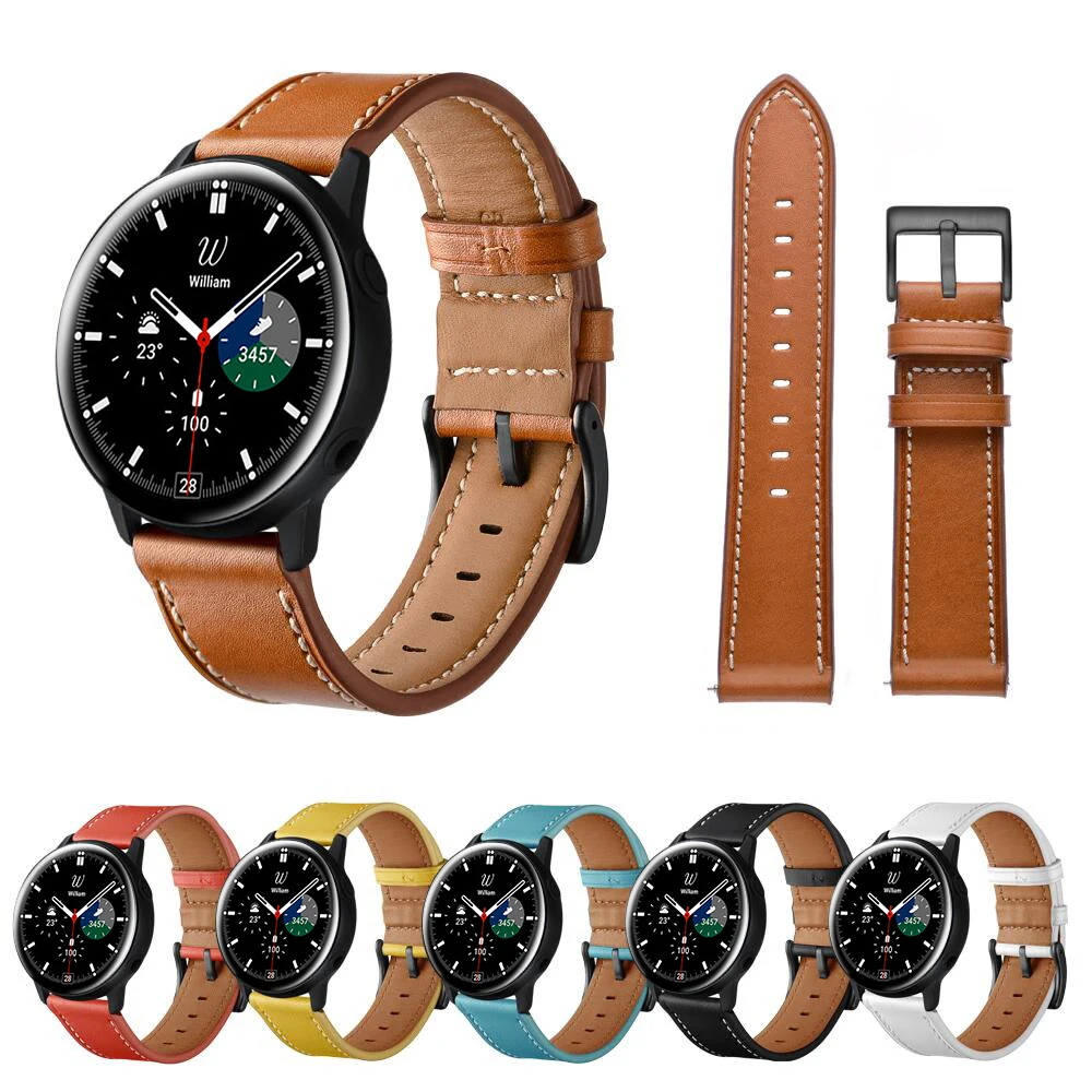

20mm 22mm Smart Watch Strap for Samsung Watch 4 40 44mm Bracelet Galaxy Watch4 Classic 42 46mm Leather Bands Wrist Belt Correa
