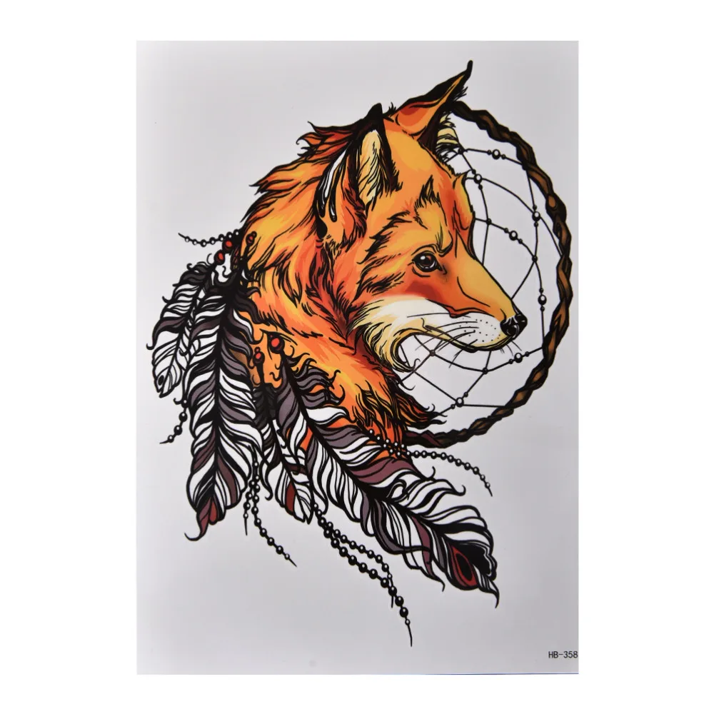 

Waterproof Temporary Tattoos Stickers Fox Dreamcatcher Tattoo Flash Water Transfer Tattoos fake tattoos for women men