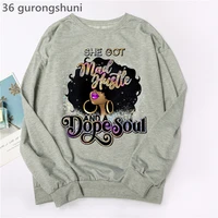 watercolor black girl magic hoodies women she got mad huslte and a dope soul letter print sweatshirt femme o neck winter clothes