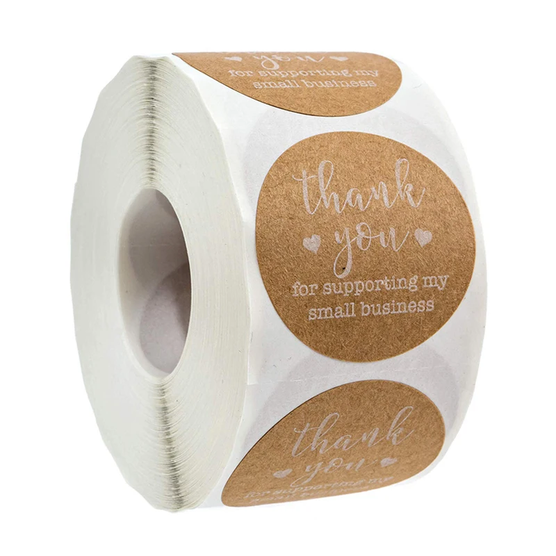 100-500 шт/рулон круглая крафт-бумага этикетка наклейка спасибо ручная работа с сердечком стикер s для скрапбукинга стикер для канцелярских товаров стикер