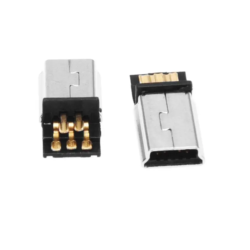 10 шт. Mini USB 5-контактный штекер разъем SMT "сделай сам" Серебряный тон