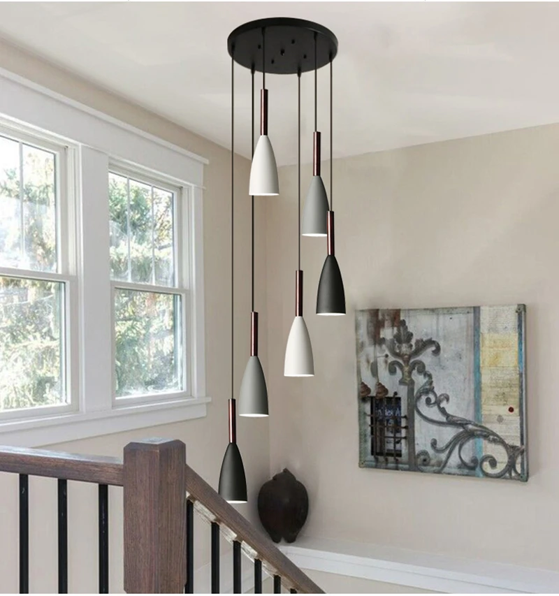 Modern LED Chandeliers Light Fixture for Staircase Suspension Luminaire Stair Lights Hotel Villa Bedroom Nordic Hanging Lamp | Освещение