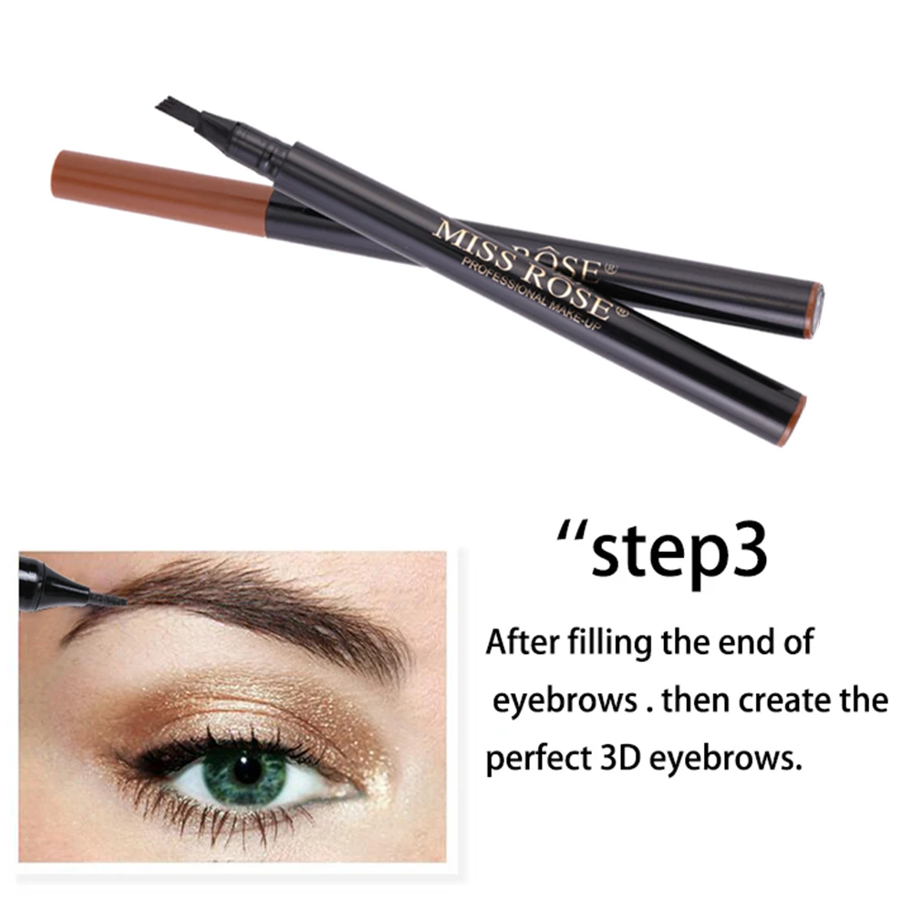 MISS ROSE 4 головы вилка кончик Microblading жидкая подводка для бровей Водонепроницаемая ручка для татуировки Оттенок тонкий эскиз набор кистей для макияжа TSLM1
