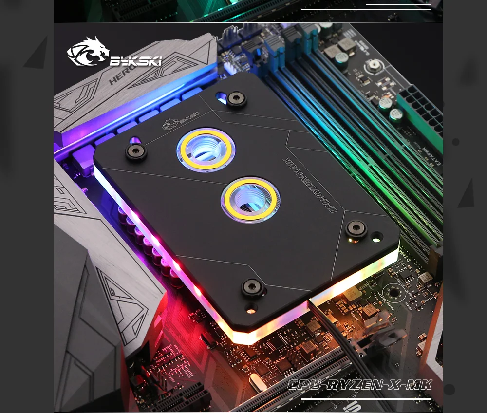 Bykski cpu-RYZEN-X-MK RyzenAM3/AM3+/AM4 cpu водяные блоки, RBW система освещения, микроводный блок водяного охлаждения