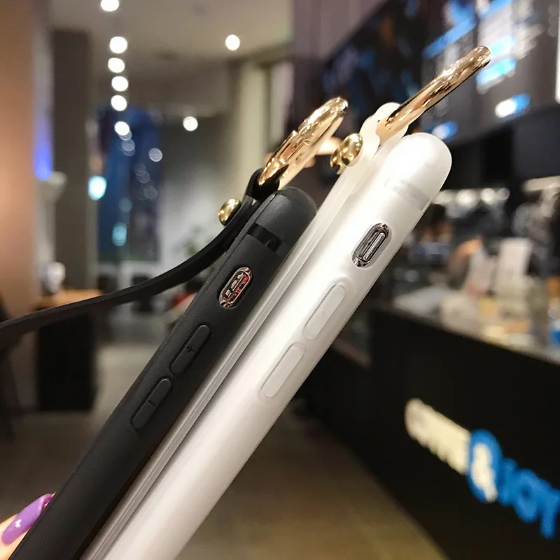 wrist strap case for iphone 11 pro max x xr xs max 6 6s 7 8 plus plain color phone holder soft tpu cover for iphone se 2020 capa free global shipping