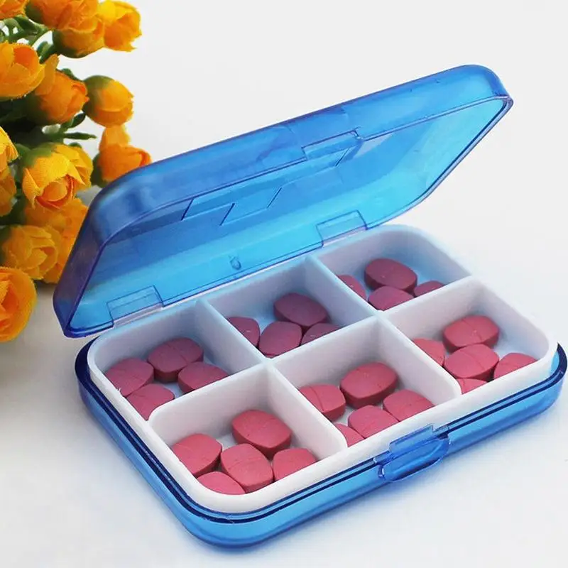 

Portable Pill Cases Travel Dispen Storage Container Colorful Drug Dispenser Packing Container 6 Slot Moisture-proof Pill Box