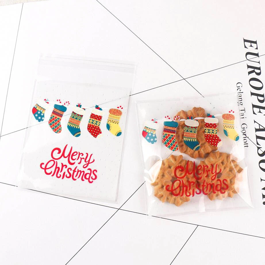 20p Socks 1 комплект с Рождеством Подарочные наборы конфет олень и Санта Клаус гостей упаковочные подарочные коробки мешок бумажные соломинки для напитков дети подарок декор - Цвет: 20p Socks