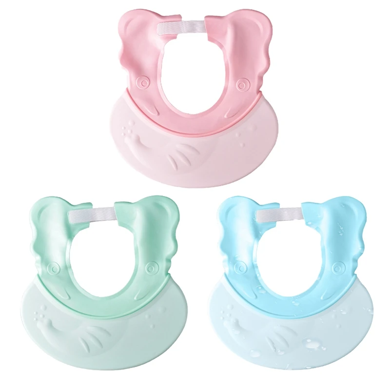 Gorro de ducha para beb&eacute; con protecci&oacute;n para los o&iacute;dos, gorro de ba&ntilde;o suave para lavar el cabello, ajustable, impermeable, champ&uacute;-0