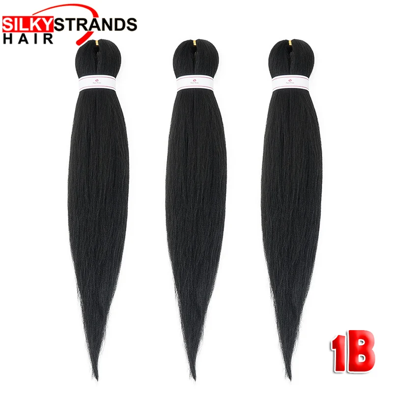# 1B Мягкая Перми Яки One Tone Jumbo Briads шелковистые пряди пушистая синтетическая предварительно растянутая оплетка - Цвет: # 1B