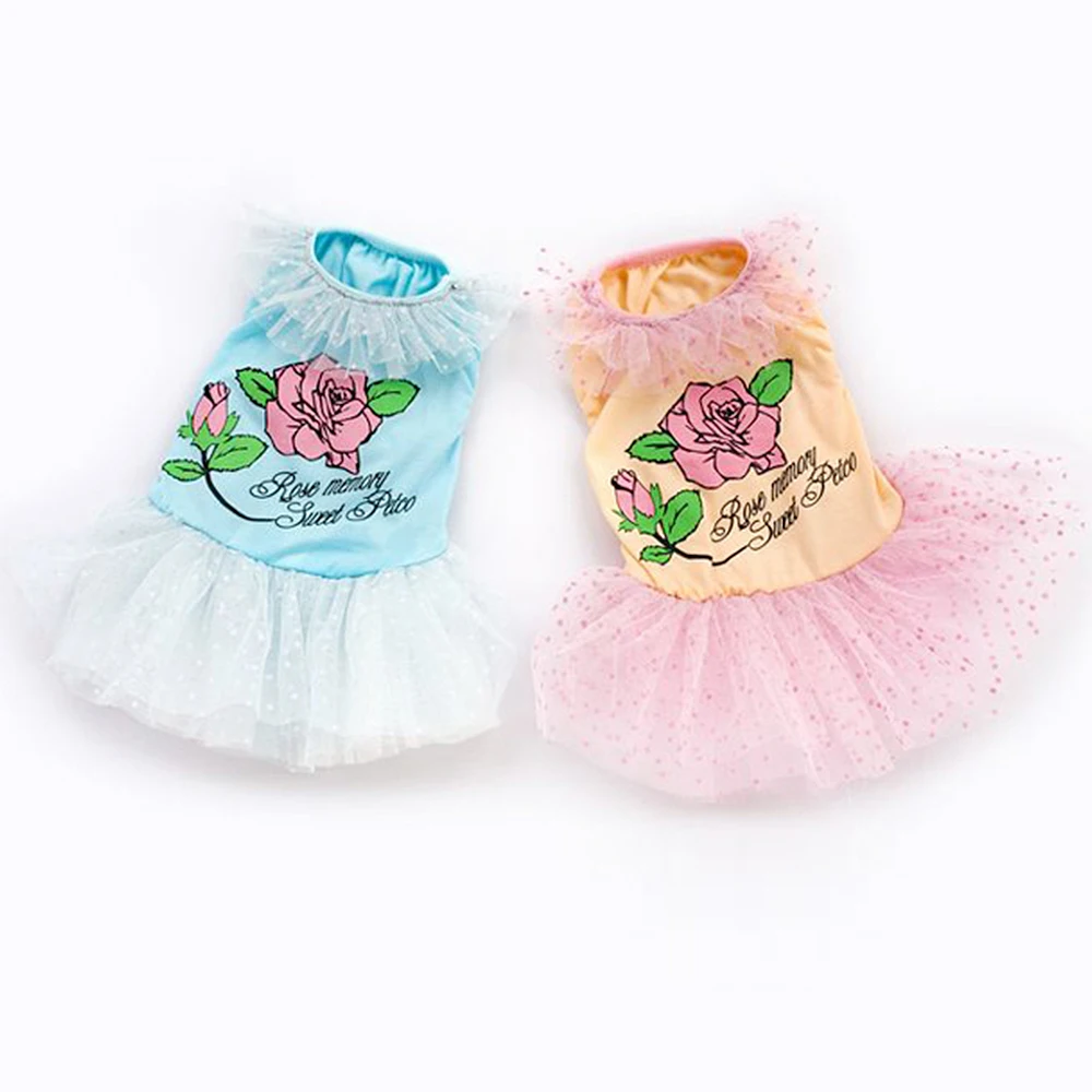 Платье для маленьких собак причудливое искусственное с рисунком розы весны лета