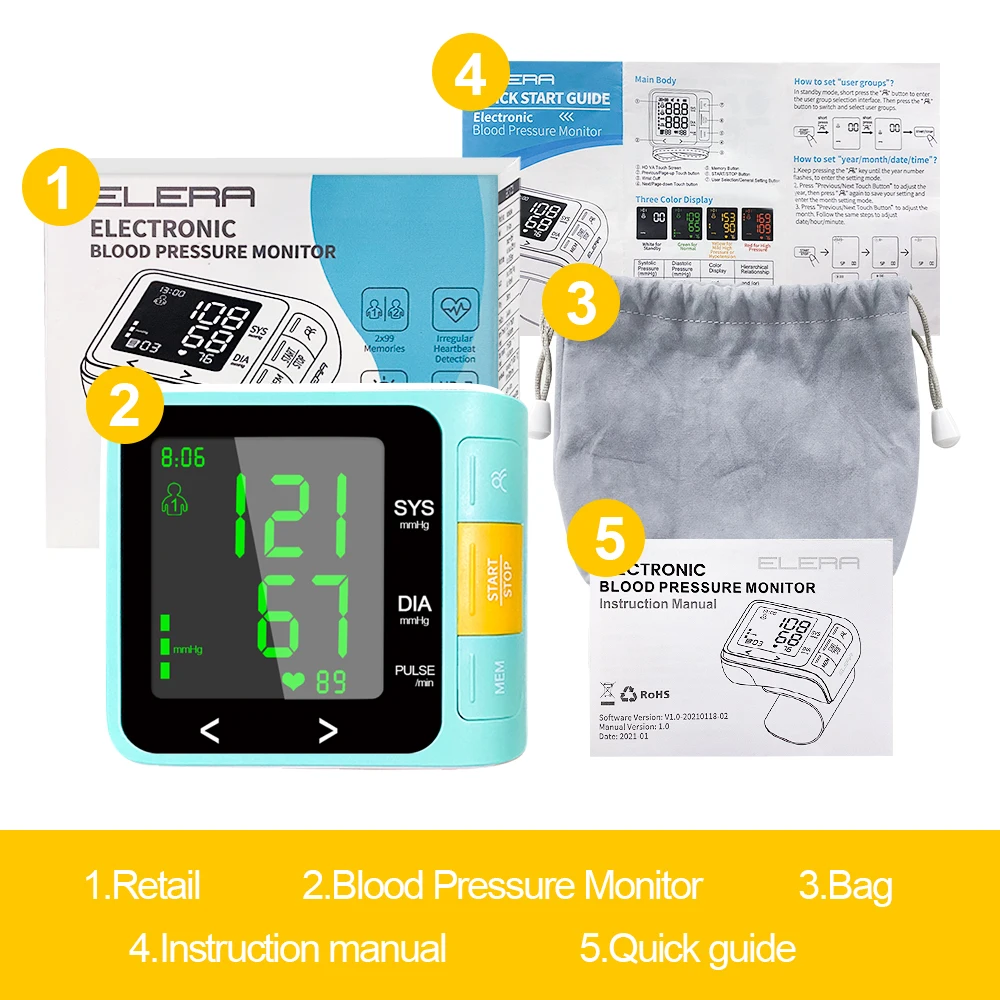 

Portable Wrist Digital LCD Display Blood Pressure Monitor Device Heart Beat Rate Pulse Meter Measure Tonometer BP Sphygmomanomet