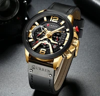 curren casual sport watch blue watch for men luxury military leather wrist watch man clock fashion chronograph relogio masculino