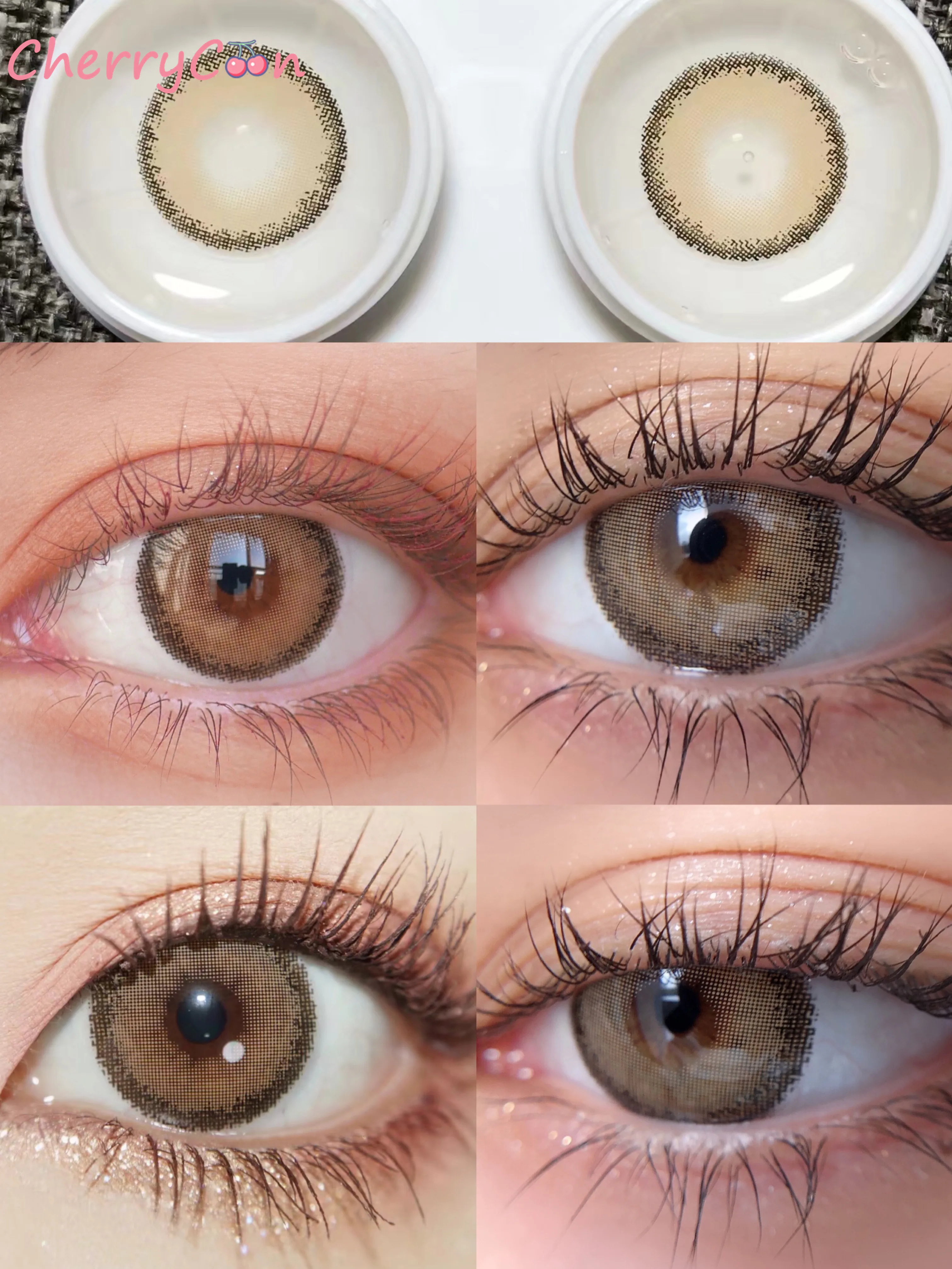 

CherryCon cheese brown Contact Lenses Colored yearly Soft for Eyes big beautiful pupil Contact Lens Myopia degrees 2pcs/Pair